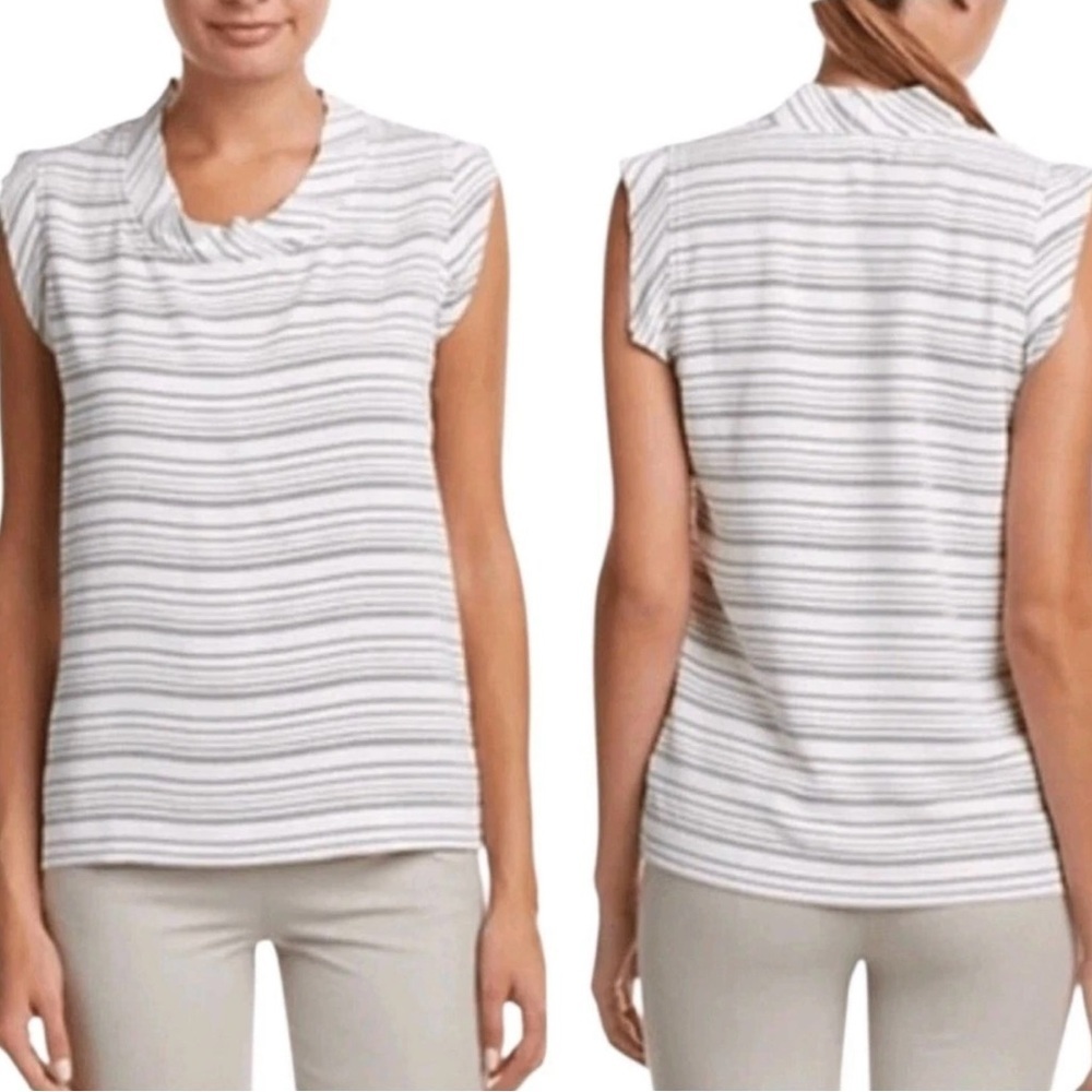 CAbi 236 Madeleine strip sleeveless blouse sz M
